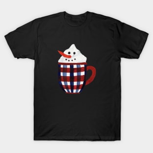 Hot Chocolate Snowman - red and blue checkered pattern mug T-Shirt